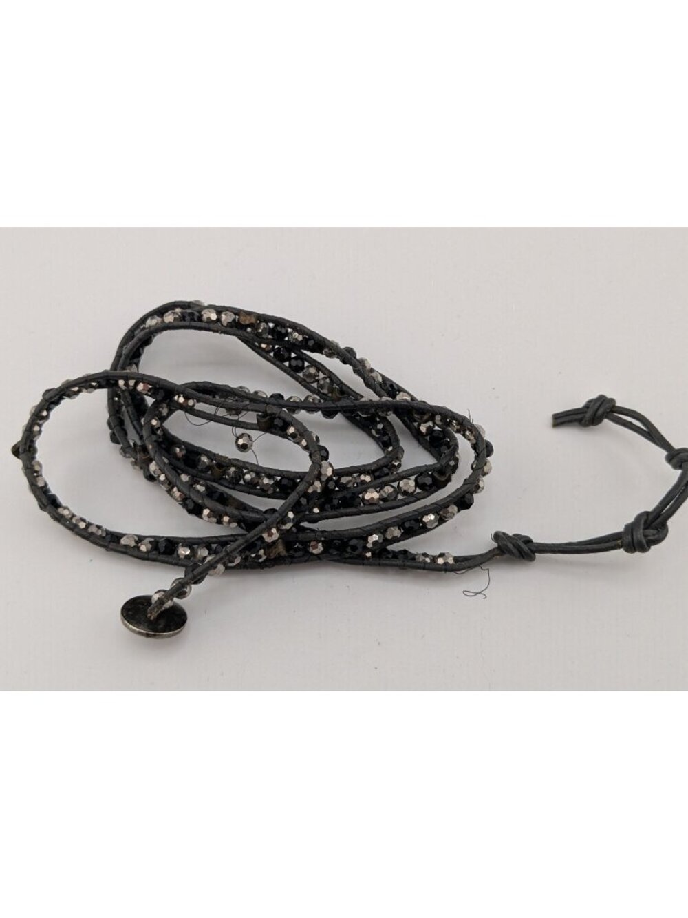 Club Monaco Black Beaded Adjustable Wrap Bracelet